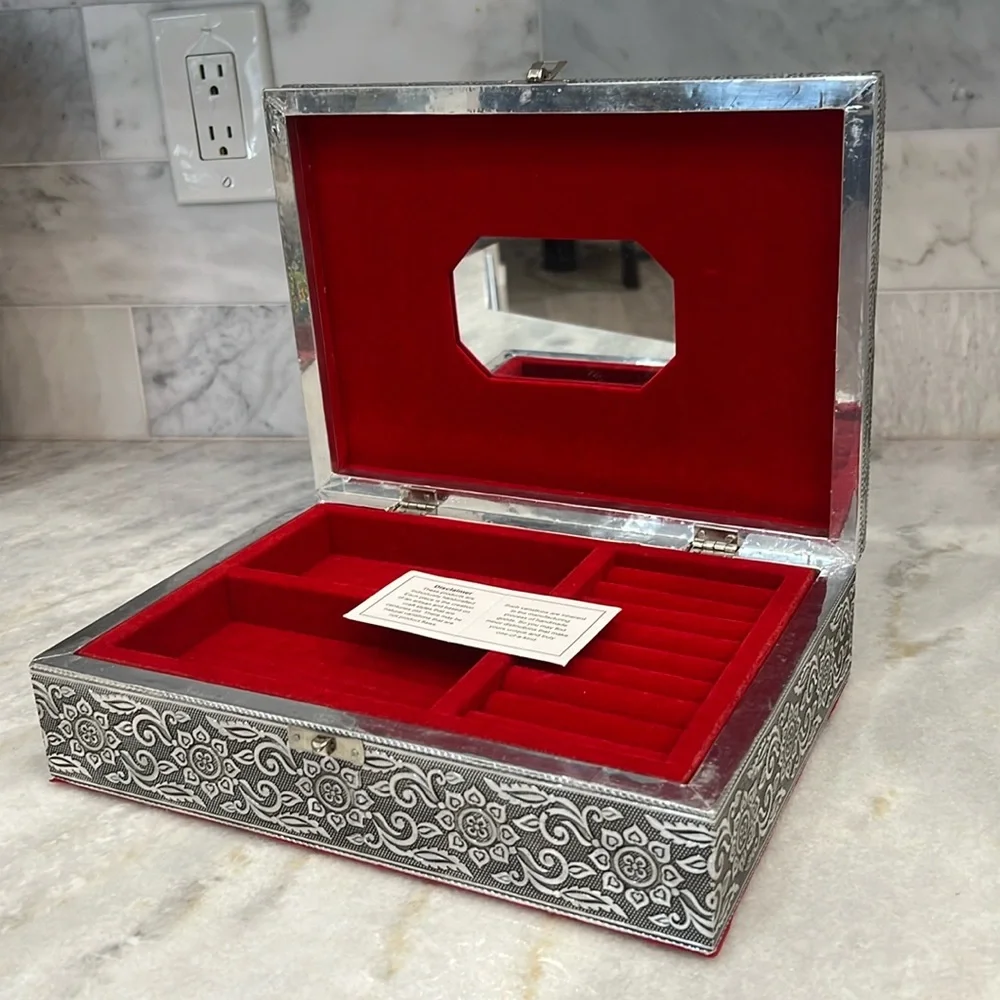 Two Tier Oxidized Elephant Jewelry Box